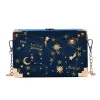 Sacs Fashion Printing Starry Sky Box Sac Femmes Design Metal Chain Messenger Sacs Médies Fresh Sacs Fresh Sac Chic Crossbody Sac