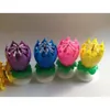 Magic Flower Lotus Birthday Musical Blossom Rotating Spin Party Candle 14 Small Candles 2 Layers Cake Topper 0609 s