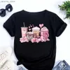 Koszulka damska Plus size Maycaur Women T-shirt t Koreańska moda kubek z drukiem graficzna żeńskie ubrania Walentynki Topy Lover T koszule Y240420