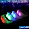 Other Event Party Supplies 15 Color Remote Control Led Sile Bracelets Wristband Rgb Changing With 41Keys 400 Meters 8 Area Luminous Wr Otrxe