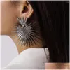 Pendientes de sementales temperamento retro en forma de corazón para mujeres personalidad simples abanicos exagerados geométricos geométricos de entrega de caída coreana joya jewelr dhbzu