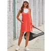 Vrouwen tweedelig sets kleding broek zomer mouwloze mini jurk v nek spaghetti riem sundress atletische korte jurk met zakken