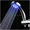 Bathroom Shower Heads Head Led Rainfall Sprayer Matically Color-Changing Temperature Sensor Water Saving Showerhead For Drop Deliver Dhedw