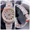 Iced Out Men Watches 2824 Movement Shiny Swarovski Diamonds Rose Gold Two Tone Case 40mm Arabic Dial Hip Hop Watch