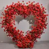 Fleurs décoratives luxe 5d arrangement floral rose rouge avec cadre de mariage en forme de cœur décor décor de fleur stand de fleurie arc étape