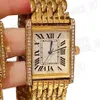 Luxe dames Designer Watch Fashion Quartz Horloges Lady Watch Set Vintage Tank Watches Diamond Gold Platinum Rechthoek Watch Roestvrijstalen geschenken voor paar