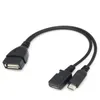 Ny 1 st 2 i 1 OTG Micro USB Host Power y Splitter USB Adapter till Micro 5 Pin Male Female Cablefor Micro USB Y Adapter
