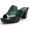 Slippers Summer Green/Black/Wine Women’s Sandals و Scendy Heel الأم ذات الكعب العالي الكعب