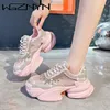 Chaussures décontractées 2024 Fashion Fashion Women's Rhinestone Womens Sneakers Diamond Breathable Luxury Designer Plateforme Zapatos Mujer