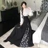 Werkjurken 2024 Lente Chinese Hanfu Verbeterde paardengekere rok staande nek Top tweedelig forensen Slim Fit lange jurk vrouwelijke kleding