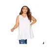 Womens Plus Size T-Shirt Elegant Fi Summer Sleevel Swing Vest Blouse Women White Tunic Pleated Flare Shirt Large Tank Tops 7Xl 8Xl P0U Otmq6