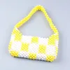 Sacs de soirée Hiver jaune blanc plaid acrylique sac perlé contraste armonnier couleur pour les femmes 2024 épaule de haute qualité