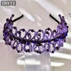 Hair Clips HNYYX Crystal Flower Headbands Fashion Purple Accessories Luxury Head Hoops For Women Jewelry Bridesmaids A29