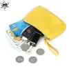 Purses Yellow One Zip Short Plånböcker Mini Card Cash Holder 100% Natural Cowhide Läder Kvinnor Plånbok Koppling Mynt Purse liten påse