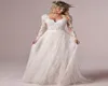Bohemijskie suknie ślubne z długim rękawem V Tiul Tiul koronkowy boho sukienki ślubne plażowe letnie sukienki ślubne Low Back Vestido de nov9438789