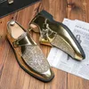 Sapatos de vestido Men mocassins de ouro Pu Splice Buckle Black Business Leisure Banquet Fashion Stylist Tamanhos grandes 38-48