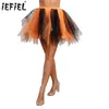 Skirts Womens Mesh Skirt Multi-Layer Tutu Asymmetrical Mixed-Color Tulle Petticoat Underskirt Halloween Witch Cosplay Costumes