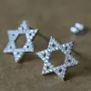 925 Sterling Silver David Star Stud Boes d'oreilles Not Stars Tiny Pendientes for Women Girl Homme Bijoux Simple Piercing Body Bielry 240408