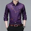 Mens Casual and Fashionable Long Sleeved Printed Shirt Non Ironing Wrinkle Resistant Business Top 240418