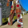 Spring Fall Holiday Boho Wide Leg Pants Elastic Waist Dashiki Print African Clothing Women Casual Long Trousers Femme Ropa Mujer 240408