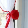 Curtain Stereoscopic Flowers Style Voile Window Drapes Sheer Kitchen Bedroom With Handmade Flower Buckle