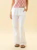 レディースパンツクロンススタイルの女性ゆるいカジュアルワイドレッグドローストリングエラスティックウエスト格子縞のプリント/ソリッドカラーラウンジズボン2024ボトム