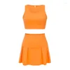 Casual Dresses Women Summer Clothes Soild Color Crop Tank Tops Long Skirt Pants Fitness Skinny Outfit Tennis Sports Two Piece Set 2024