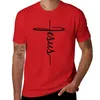 Tanques masculinos Tops Jesus - Christian Faith Cross Script Baptismo Presente T -shirt