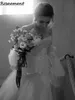 Champagne Robes de mariée en dentelle plie A-line robes de mariée en dentelle