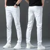 Jeans maschile 2024 autunno bianco dritta slim color color casual pantaloni classici abbigliamento da marca maschile