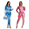 Tasarımcı Denim İki Parçalı Set Trailtsuits Kadın kot pantolon uzun kollu ceket ve pantolon kadın iki 2 parçalı gündelik mavi denim kıyafetler eşleştirme setleri K7151