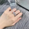 Cluster Rings SpringLady Luxury 925 Sterling Silver Lab Sapphire High Carbon Diamond Wedding Party Fine Jewelry Openwork Ring