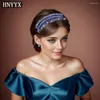 Hair Clips HNYYX Sparkling Rhinestone Headbands Crystal Beaded Hoop Blue Vintage Accessories Wedding Party Pieces A36