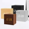 Cube Wood LED Voice Alarm Style Control Digital Desk Clocks Plastic Home Time Temperature Alarms Bedroom Decoration Clock Th0855 s