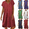 Women Pois Dot Stamp Abito estivo Tunica corta Tunica Vintage Abiti bohémien femminile A-Line Casual Beach Dress Vestidos240416