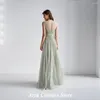 Parti Elbiseleri 2024 Zarif Gece Elbise Tül O boyun ve Çiçek A-Line Zemin Uzunluğu Balo Elbisesi Resmi Düğün Konuk Akşam