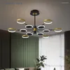 Chandeliers Nordic LED Lighting Modern Acrylic Black Gold Pendant Hanging Lights Bedroom Living Room Dining Lamps Lustre