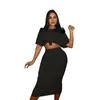 Abiti da lavoro Meren Verado Elegant Women Skirt Set Top a manicotto Petalo e gonne midi shirring abita sexy club festa due pezzi estate