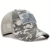 Ball Caps Men Baseball Cap American Flag Camouflage Sticker Patchwork Embroidered Net Hat Breathable Outdoor Sun Gorras