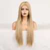 Perruques synthétiques sans perruque en dentelle cendre blonde blonde partie médiane longue cheveux raides de chaleur résistante à la chaleur coiffure Cosplay perruques pour les femmes