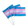 Bandeira 14x21cm Gay Pride Stick Transgênero Lesbian Rainbows Banner Bandeiras LGBT Rainbow com bandeiras de mão BANGERS TH0333 S POLE