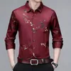 Mens Casual and Fashionable Long Sleeved Printed Shirt Non Ironing Wrinkle Resistant Business Top 240418