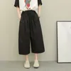 Frauenhose japanischer Korea-Stil hohe Taille Baumwolle losen dünne Sommer Wide Leg Street Mode Frauen lässig gerade Wadelänge