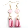 Orecchini penzolanti Lady Lady Pink Facet Crystal e Nappel Earrings for Women Christmas Holiday Gift Jewelry