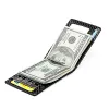 Clips Men's Genuine Leather Money Clip Wallet Carbon Fiber Pattern and Solid RFID Small Card Cash Holder Metal Money Clamp for Male