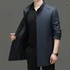 Men's Trench Coats Teenagers Stand Collar Single Row 5 Button Medium Long Coat Business Casual Comfortable Men Outside Suit