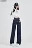 Jeans féminins mode Baggy femme pantalon de jambe large automne pantalon droit desserres 90s High Waited Office Cowboy pour femmes