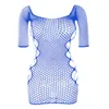 Sexy Female Dress Sleepwear Long Sleeve Clothes Ladies Summer Fishnet Short Net Skirt Lingerie Women 240419