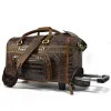 Väskor Designer äkta läder Mäns resväska Alligator Strip Real Leather Overnight Weekend Bag stor kapacitet Män handbagagepåse