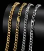 Hip Hop Cuban Link Chain Necklace 18K Real Gold Plated Stainless Steel Metal Necklace for Men 4mm 6mm 8mm4678050